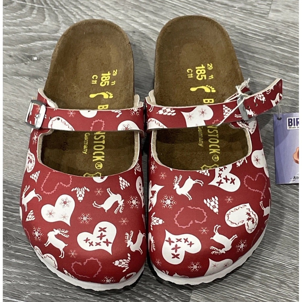 NEW Birkenstock Maria Kinder Kids Shoes Size 29 / C11 Reindeer Heart Slip On